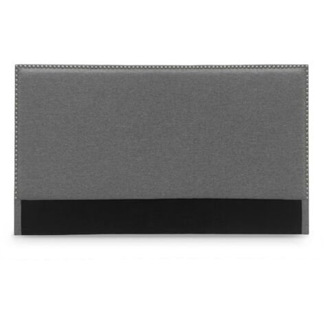 Tête de lit cloutée en tissu lin gris 140 cm LINDA (1/4)