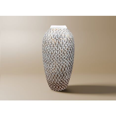 Vase en polyrésine blanc et argent H43 cm ALAIA (1/2)