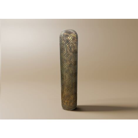Deco In Paris – Vase XL en polyrésine vert sauge et doré H68 cm – Motifs chevron – Résistant aux chocs – Élégant pour décoration intérieure