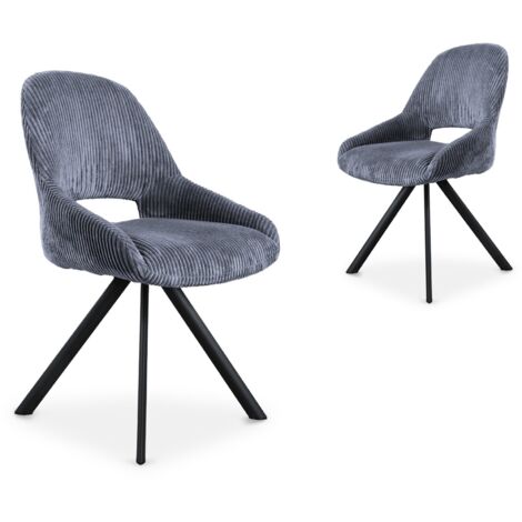 Lot de 2 chaises design en velours côtelé gris SYRA (1/5)