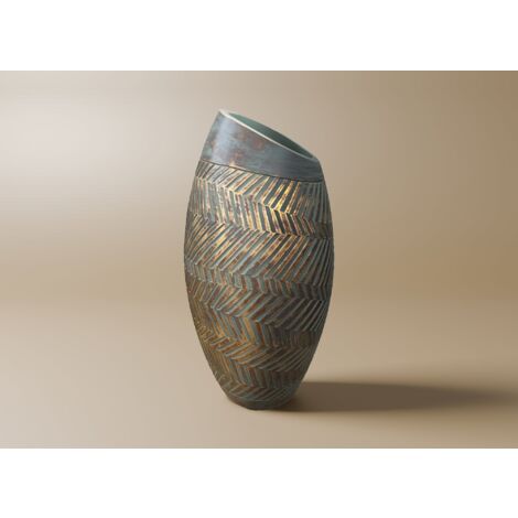 Vase en polyrésine vert et doré H35 cm AMIRA