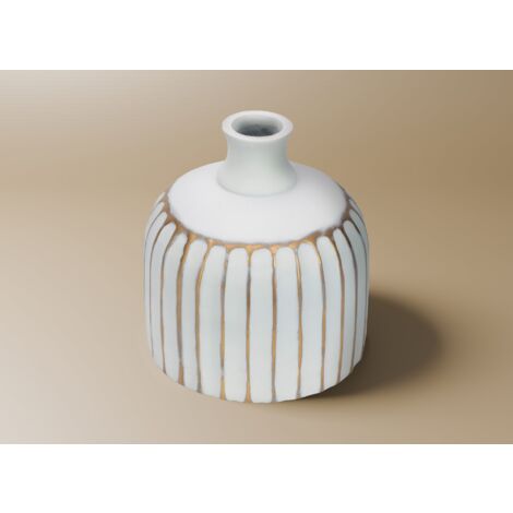 Vase en polyrésine blanc et doré H19 cm ARCA (1/2)