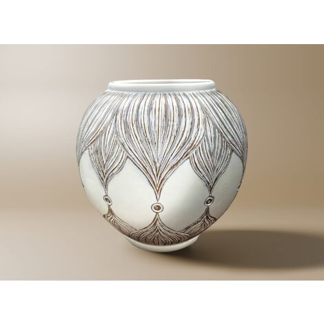 Vase boule en polyrésine blanc H29 cm MANOLIS (1/2)