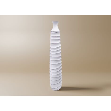 Deco In Paris – Vase en polyrésine blanc 93 cm – Forme allongée avec motifs texturés – Élégance scandinave pour intérieur moderne