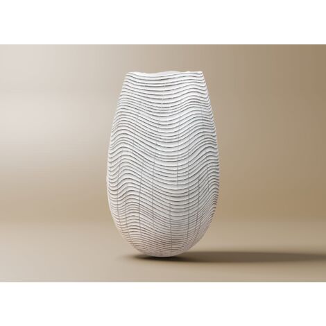 Vase design en résine blanc H30 cm VAGUE