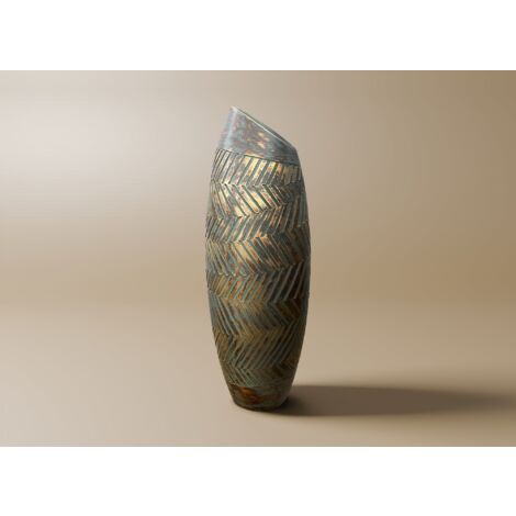 Vase en polyrésine vert et doré H46 cm AMIRA (1/2)