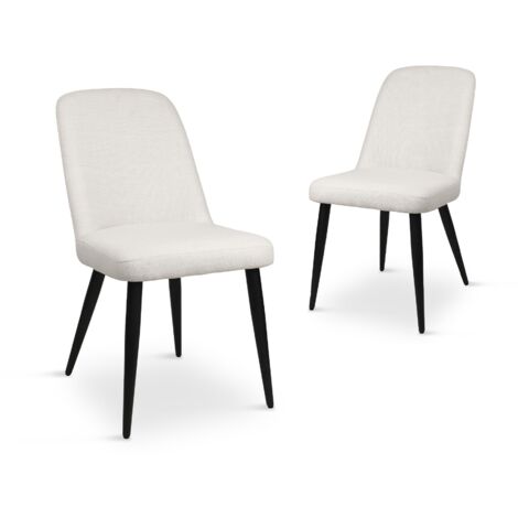 Lot de 2 chaises de repas en tissu lin beige KINSEY (1/5)