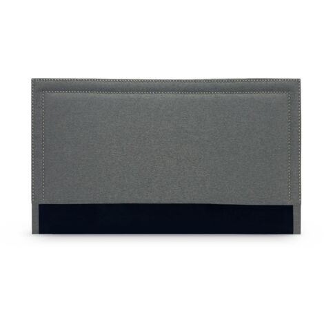 Tête de lit cloutée en tissu lin gris 140 cm LYVE (1/4)