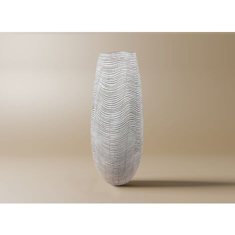 Deco In Paris – Vase en polyrésine blanc 51 cm – Relief texturé VAGUE – Élégant pour bouquets – Décor intérieur moderne
