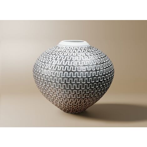 Vase boule en polyrésine blanc et argent H22 cm ALAIA (1/2)