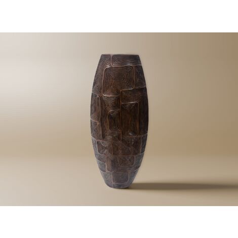 Deco In Paris – Vase totem en résine noir et marron H60 cm – Forme géométrique unique – Finitions luxueuses pour décoration intérieure – Largeur 24 cm