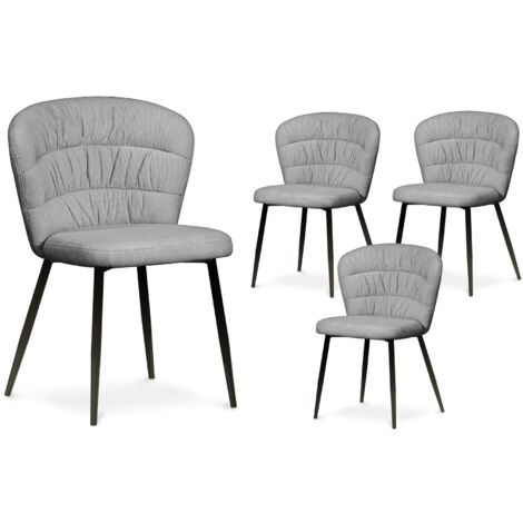 Lot de 4 chaises en velours côtelé gris DANIELA (1/5)