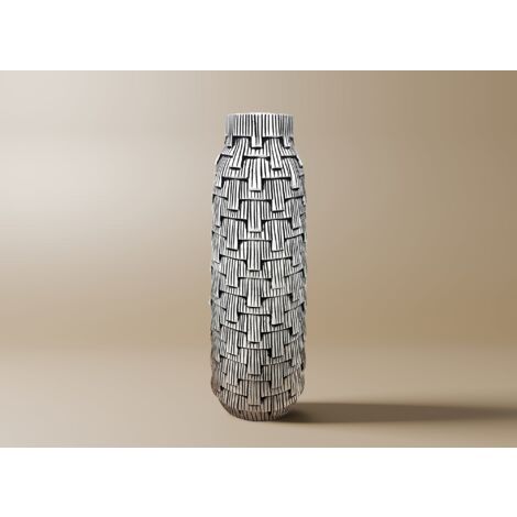 Vase contemporain en polyrésine noir et blanc H50 cm INAYA (1/2)