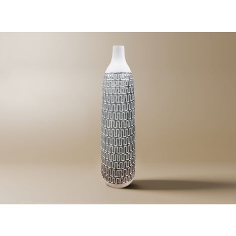 Vase XL en polyrésine blanc et argent H59 cm ALAIA (1/2)