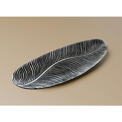 Coupelle ovale en résine noire et blanche 49 cm EBENE (1/2)
