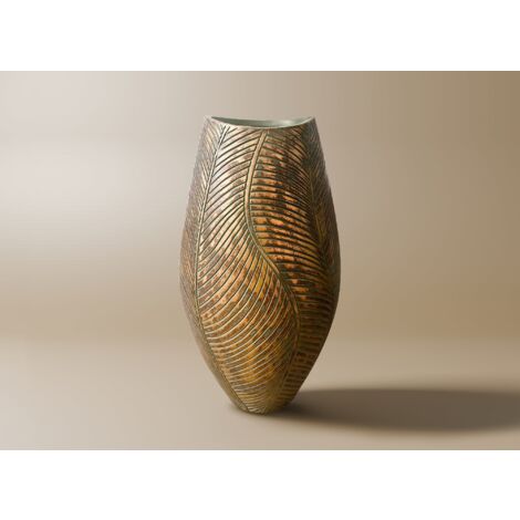 Vase en polyrésine vert et doré H40 cm ZAHARA (1/2)