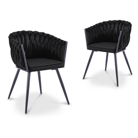 Lot de 2 chaises wave en velours noir CINDY (1/5)