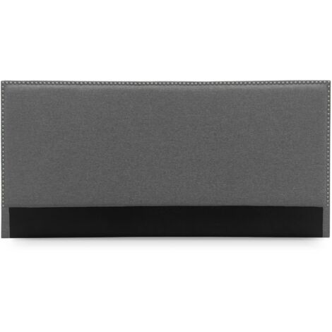 Tête de lit cloutée en tissu lin gris 180 cm LINDA (1/4)