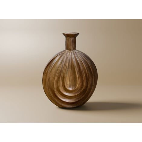 Vase boule en polyrésine imitation bois H31 cm DERYA