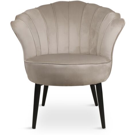Fauteuil Design Velours Reuben – Taupe – 75 Cm – Paris Prix