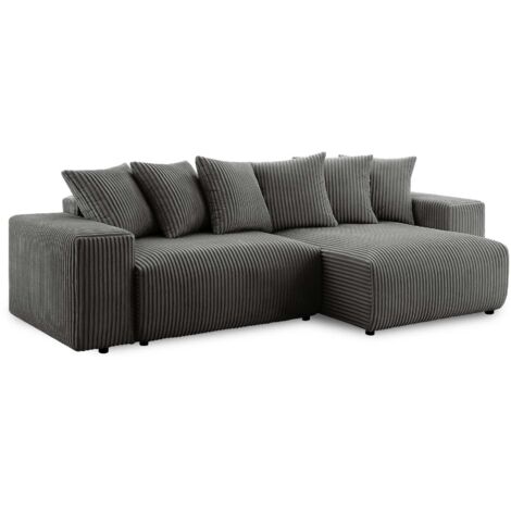 Canapé d'angle réversible convertible avec coffre en velours