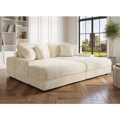 Canapé 2 Places En Velours Côtelé - Fauteuil Poire Rembourré - Sans Assemblage - Pour Chambre Ou Salon