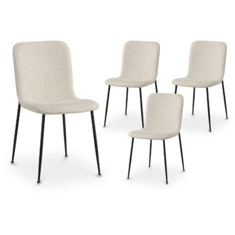 Deco In Paris – Lot de 4 chaises en velours côtelé beige – Design classique – Structure en métal – Hauteur d’assise 48 cm – Dimensions colis 86 x 46 x 69 cm (1/5)
