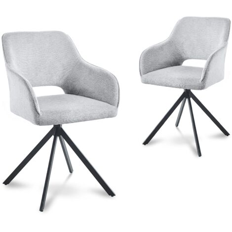 Lot de 2 chaises pivotantes design en velours gris clair CIEL (1/5)