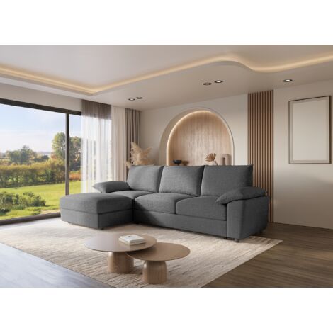 Canapé d'angle convertible avec coffre de rangement en velours (1/5)