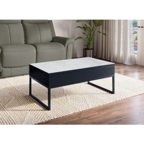 Table basse design avec plateau relevable en céramique blanche