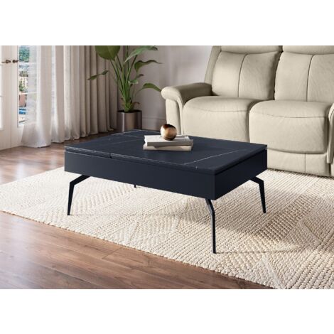 Table basse design avec plateau relevable en céramique noir