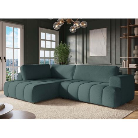 Canapé d'angle convertible avec coffre en tissu vert olive HAVEN (1/5)