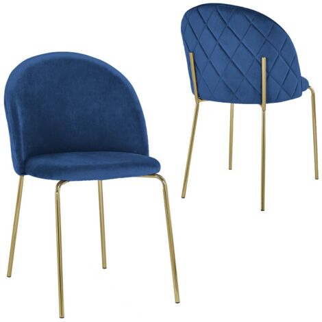Lot de 2 chaises design en velours bleu KENNETH (1/5)