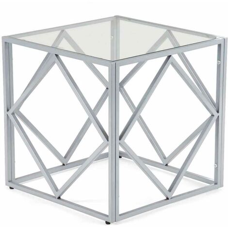Table basse design en verre et métal carrée ELIO
