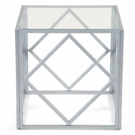 Table basse design en verre et métal carrée ELIO