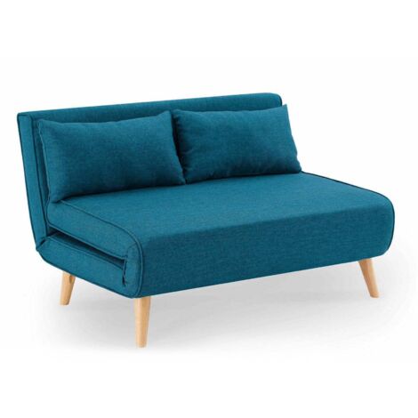 Banquette convertible 2 places en tissu bleu TONKA