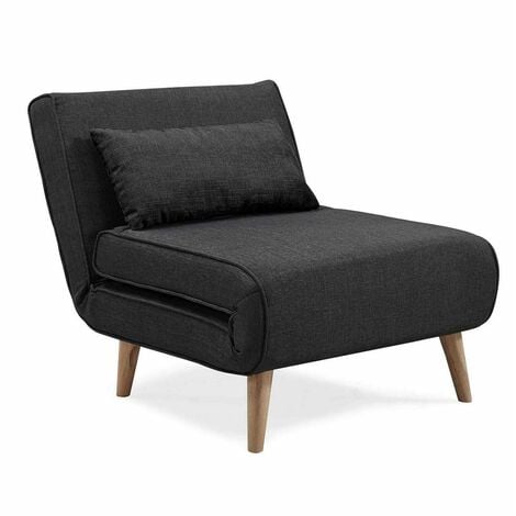 Fauteuil convertible en tissu gris anthracite TONKA