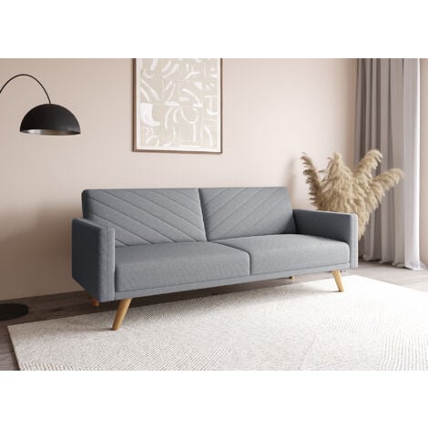 BALDER - Canapé 3 places convertible scandinave en tissu gris BALDER