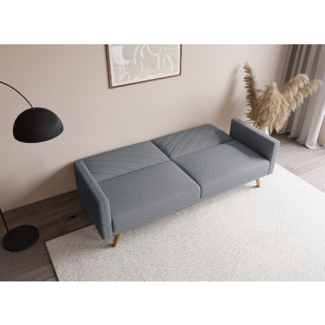 BALDER - Canapé 3 places convertible scandinave en tissu gris BALDER