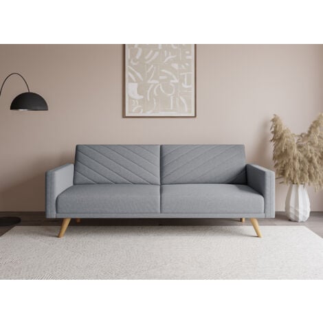 BALDER - Canapé 3 places convertible scandinave en tissu gris BALDER