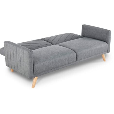 BALDER - Canapé 3 places convertible scandinave en tissu gris BALDER