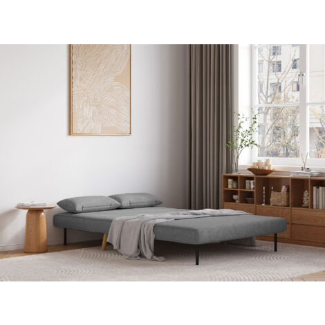 Banquette convertible 2 places en tissu gris TONKA