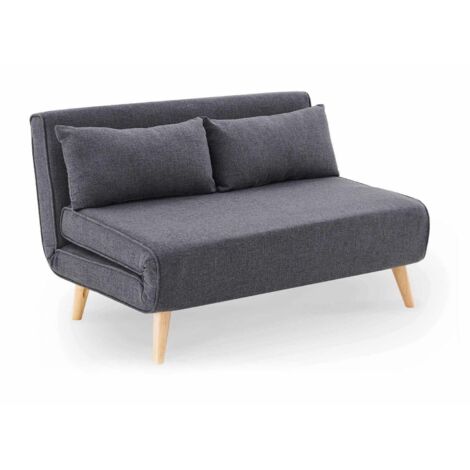 Banquette convertible 2 places en tissu gris TONKA