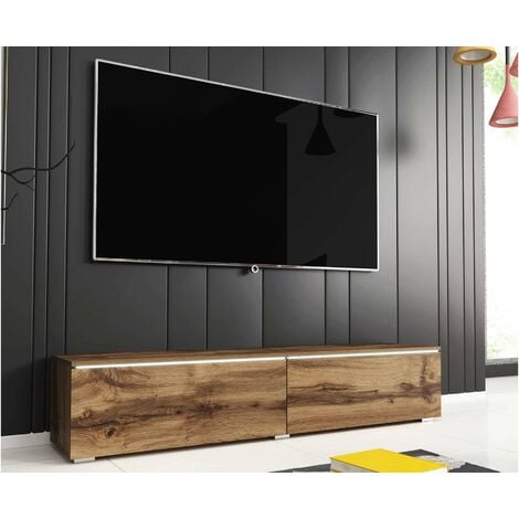 MALORIE - Meuble TV contemporain en chêne avec LED 2 portes MALORIE - 140 cm