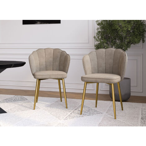 GARANCE - Lot de 2 chaises design en velours beige GARANCE