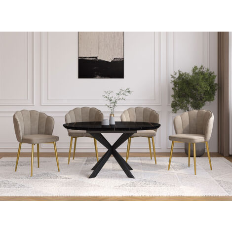 GARANCE - Lot de 2 chaises design en velours beige GARANCE