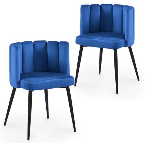 Lot de 2 chaises design en velours bleu DEBBY (1/5)