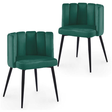 Lot de 2 chaises style fauteuil velours vert sapin - Made In Meubles