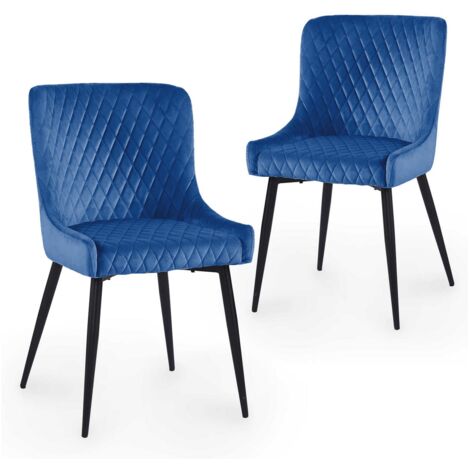 Lot de 2 chaises design en velours bleu JENNY (1/5)
