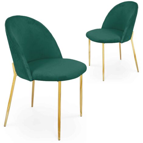 Lot de 2 chaises design en velours vert ARABEL (1/5)